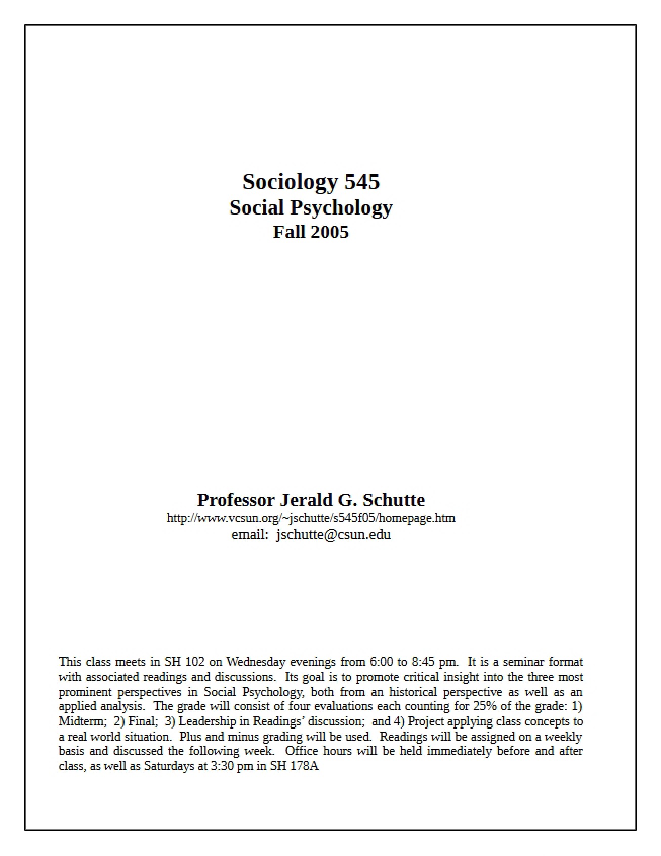 Social Psychology Seminar Syllabus