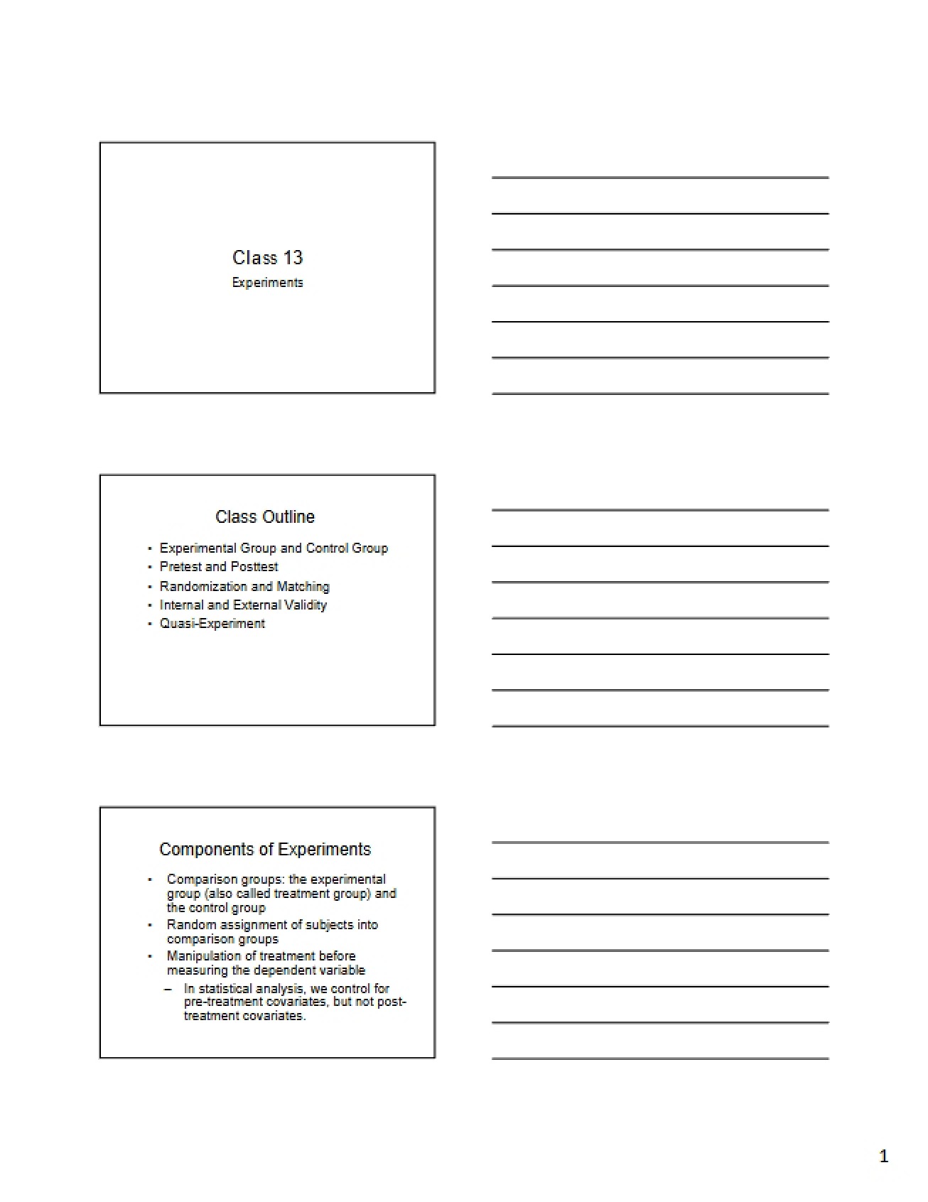 Experiments (Class 13) - SOC 357