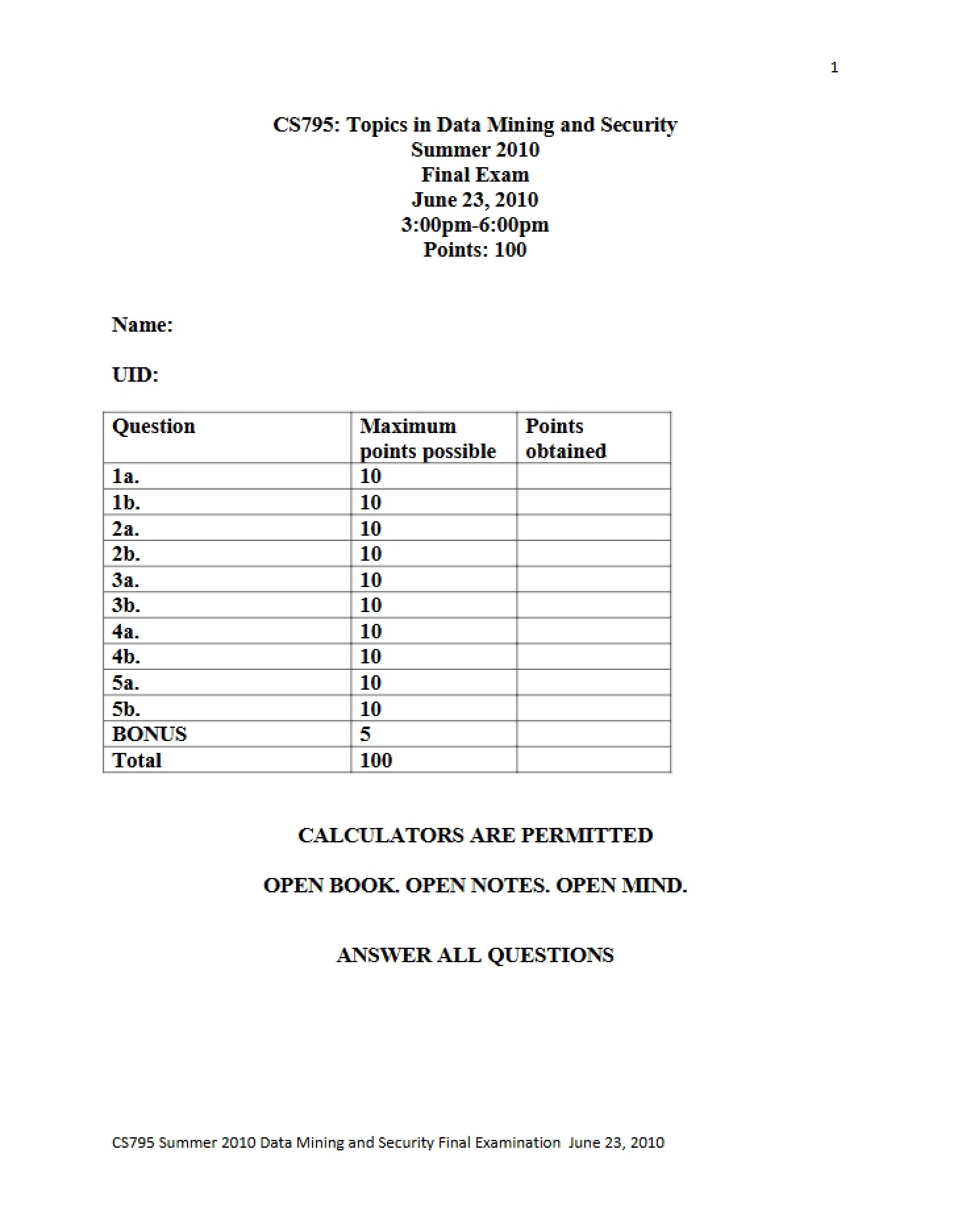 Examination Final