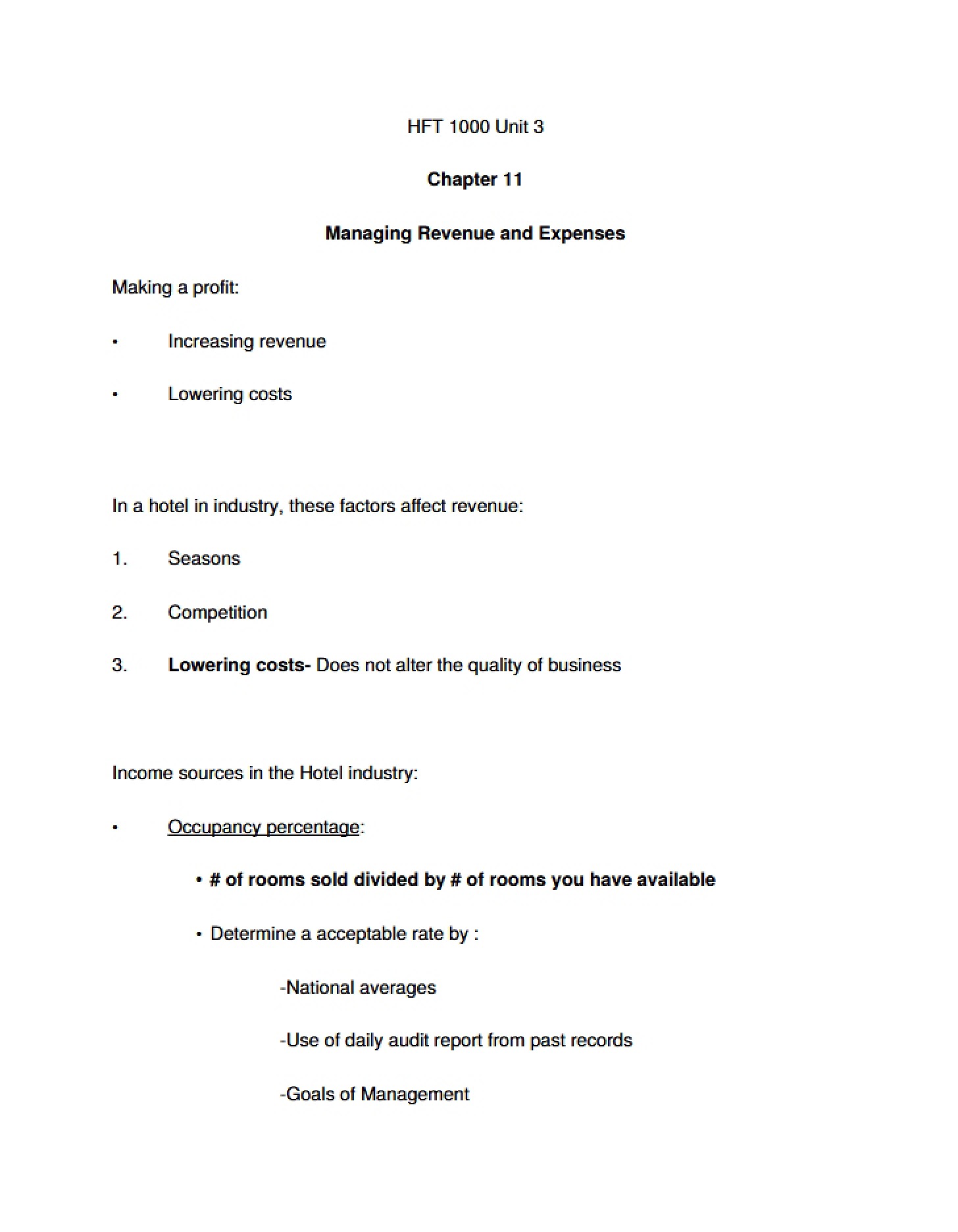 Managing Expenses and Revenue (Ch 11)