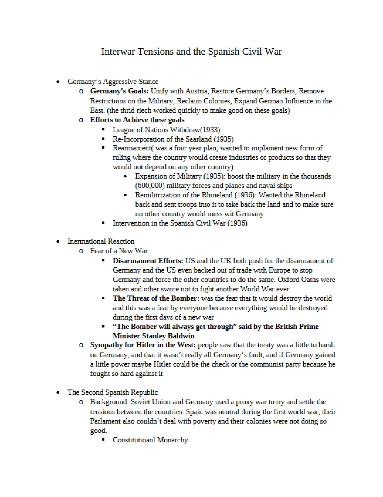 Spanish Civil War and Tensions in the Interwar Period