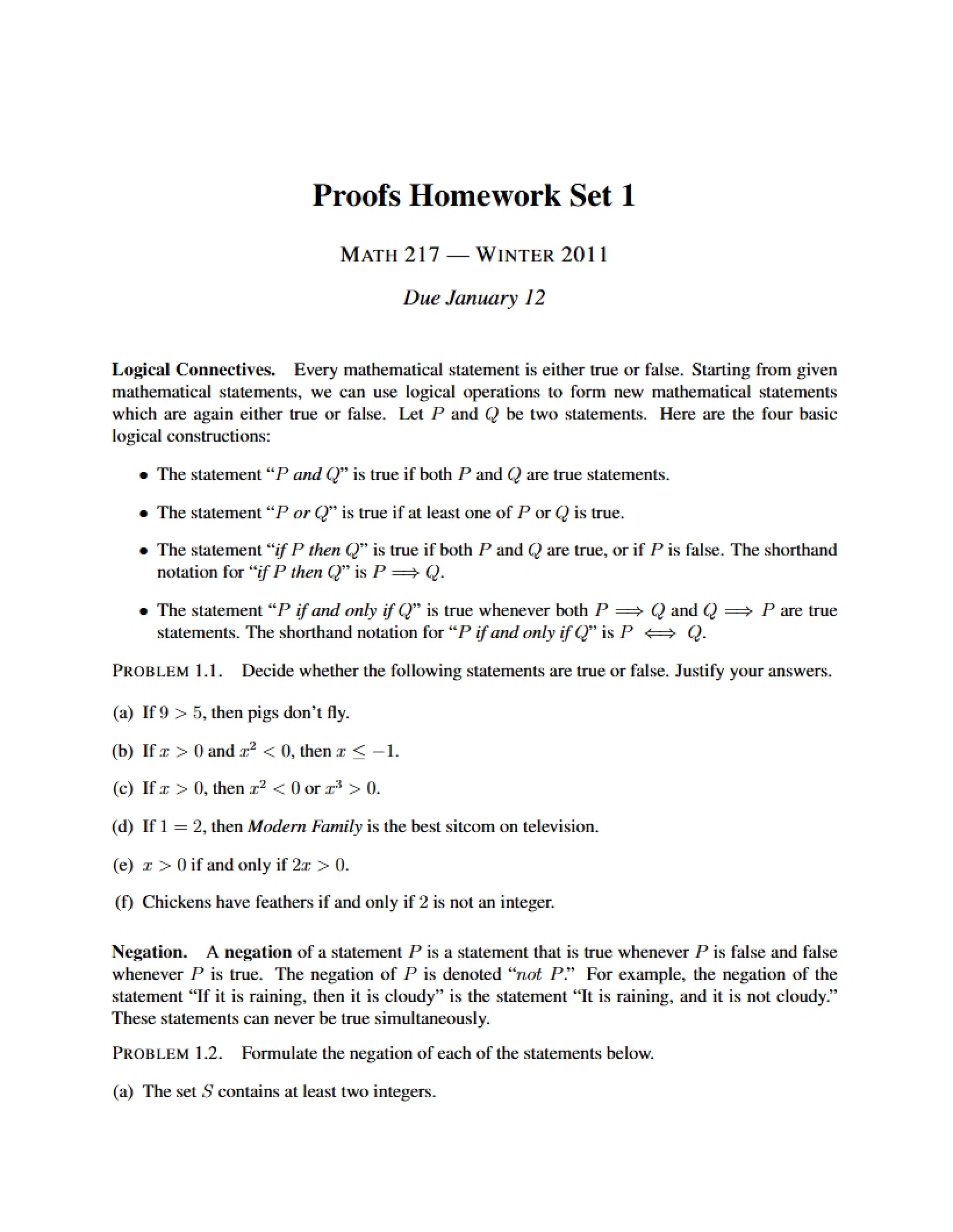 Proofs Homework 1