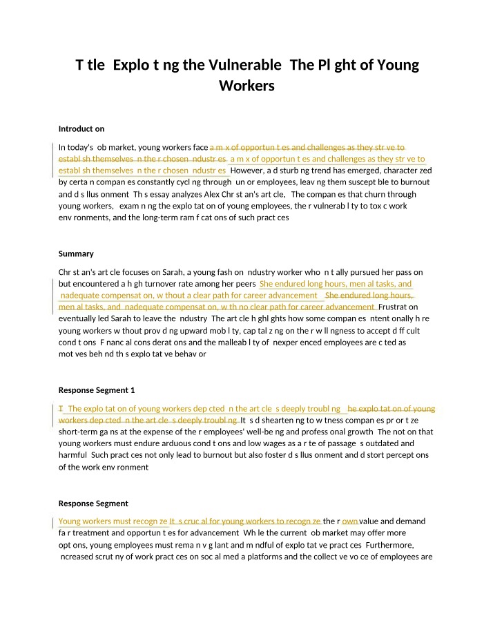 Plight of Young Workers - Exploiting the Vulnerable