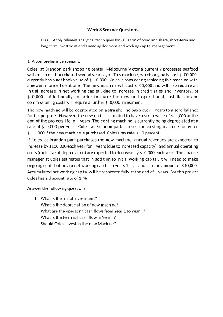 Seminar Questions for Week 8