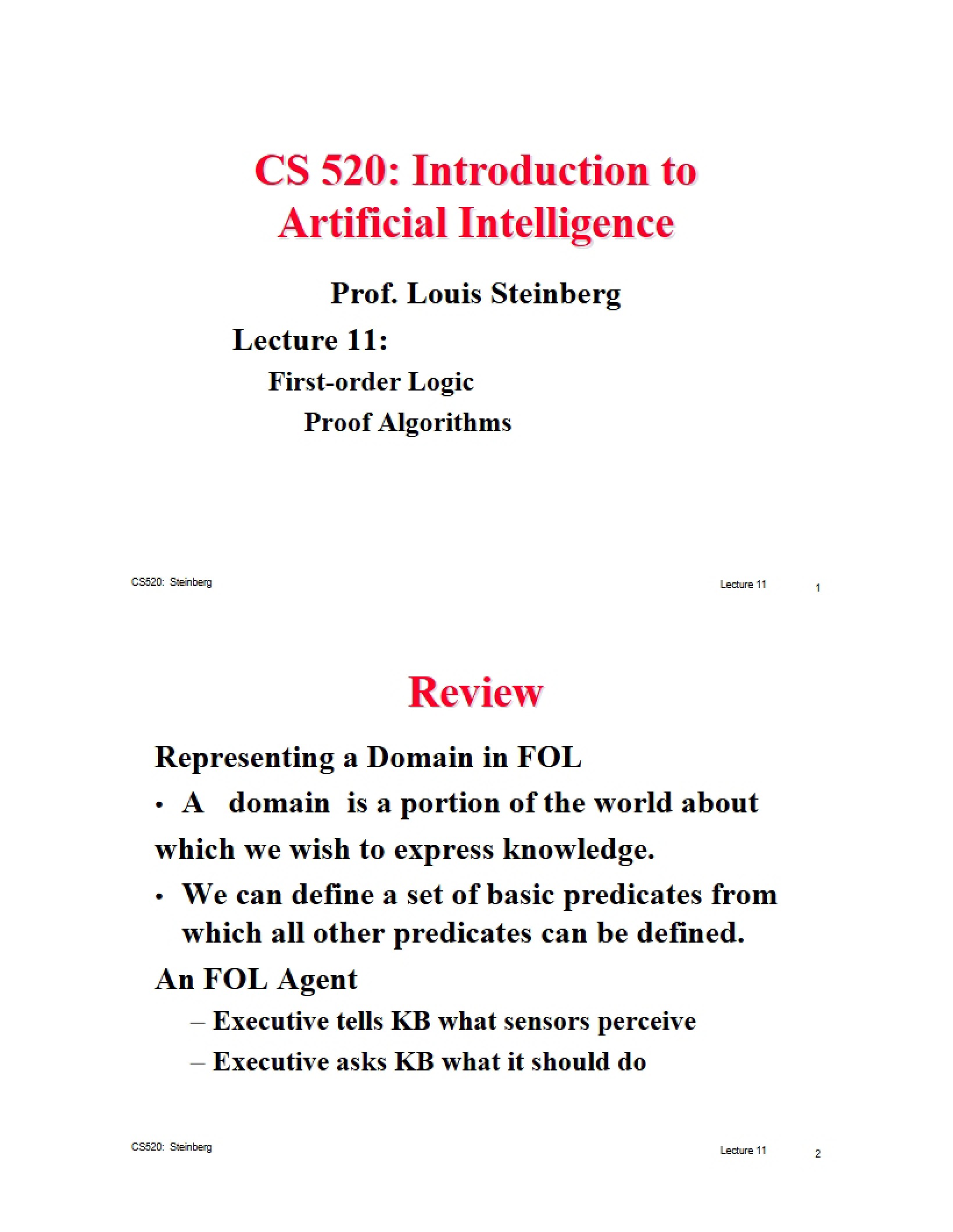 Lecture Notes on AI