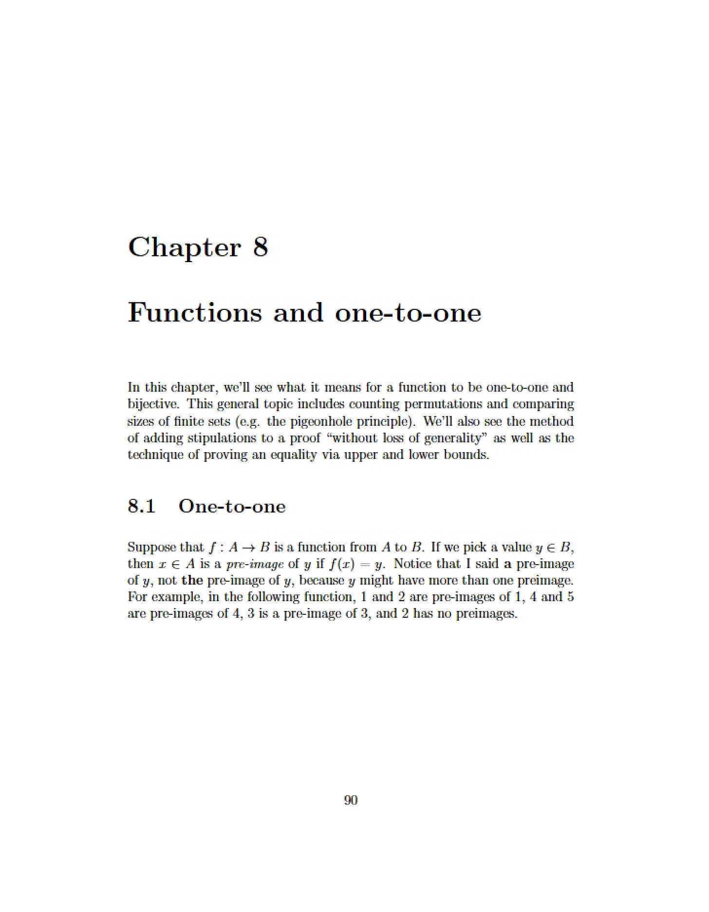 Chapter 8 FunctionsOne-to-One