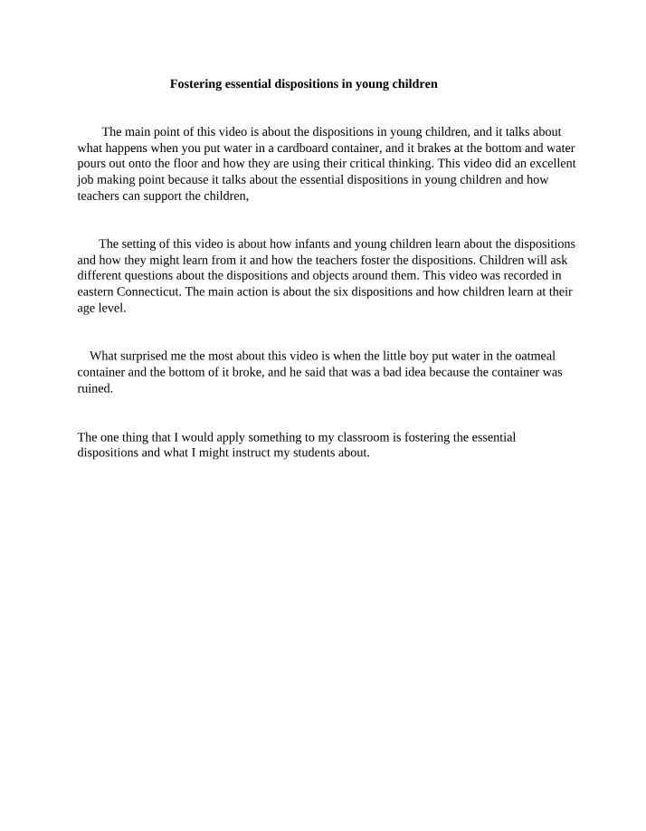 Notes for Early Childhood Education