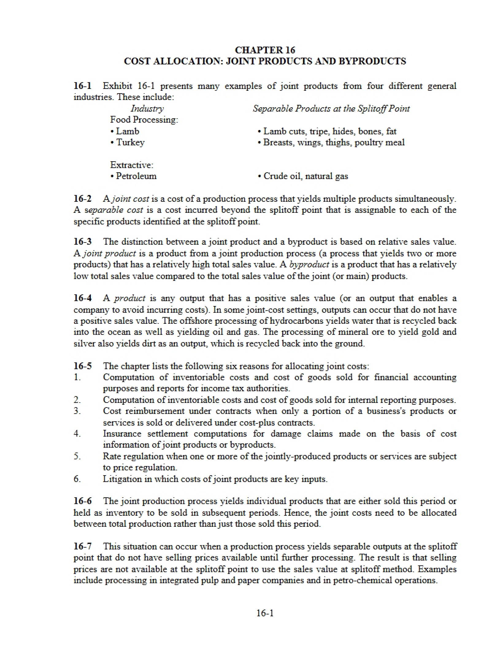 Allocation of Costs