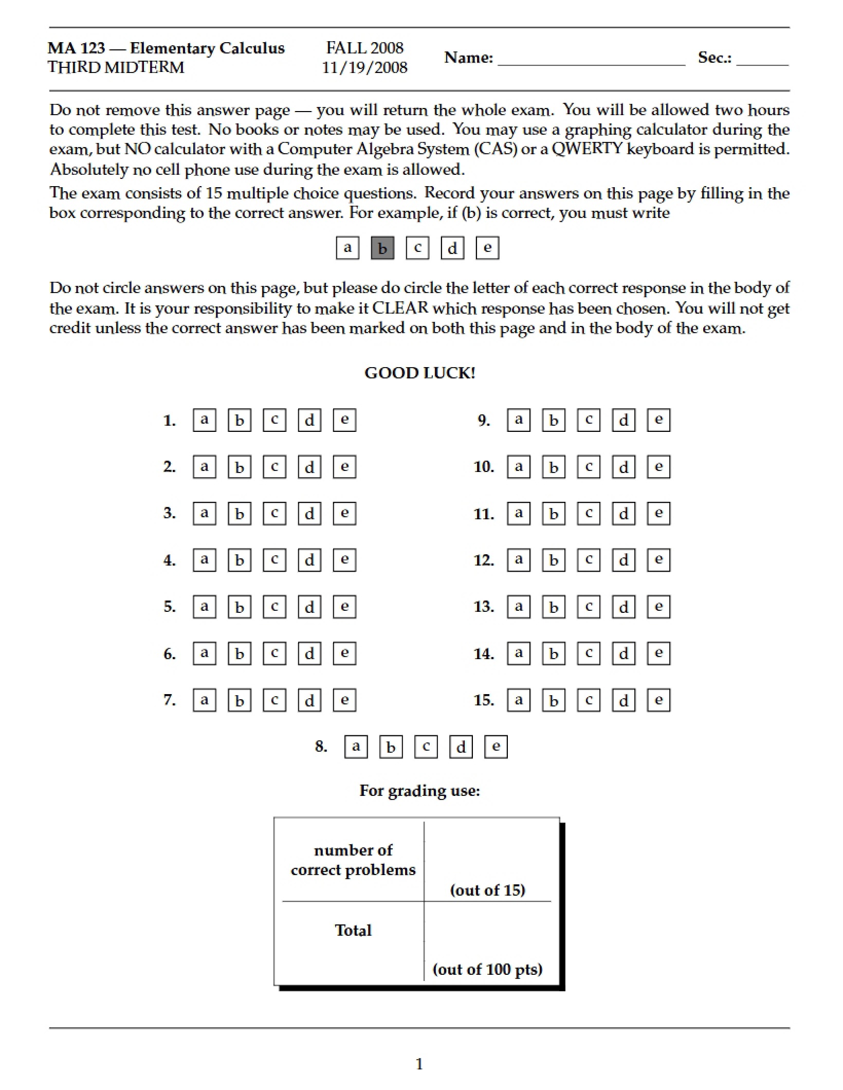 Exam Third Midterm