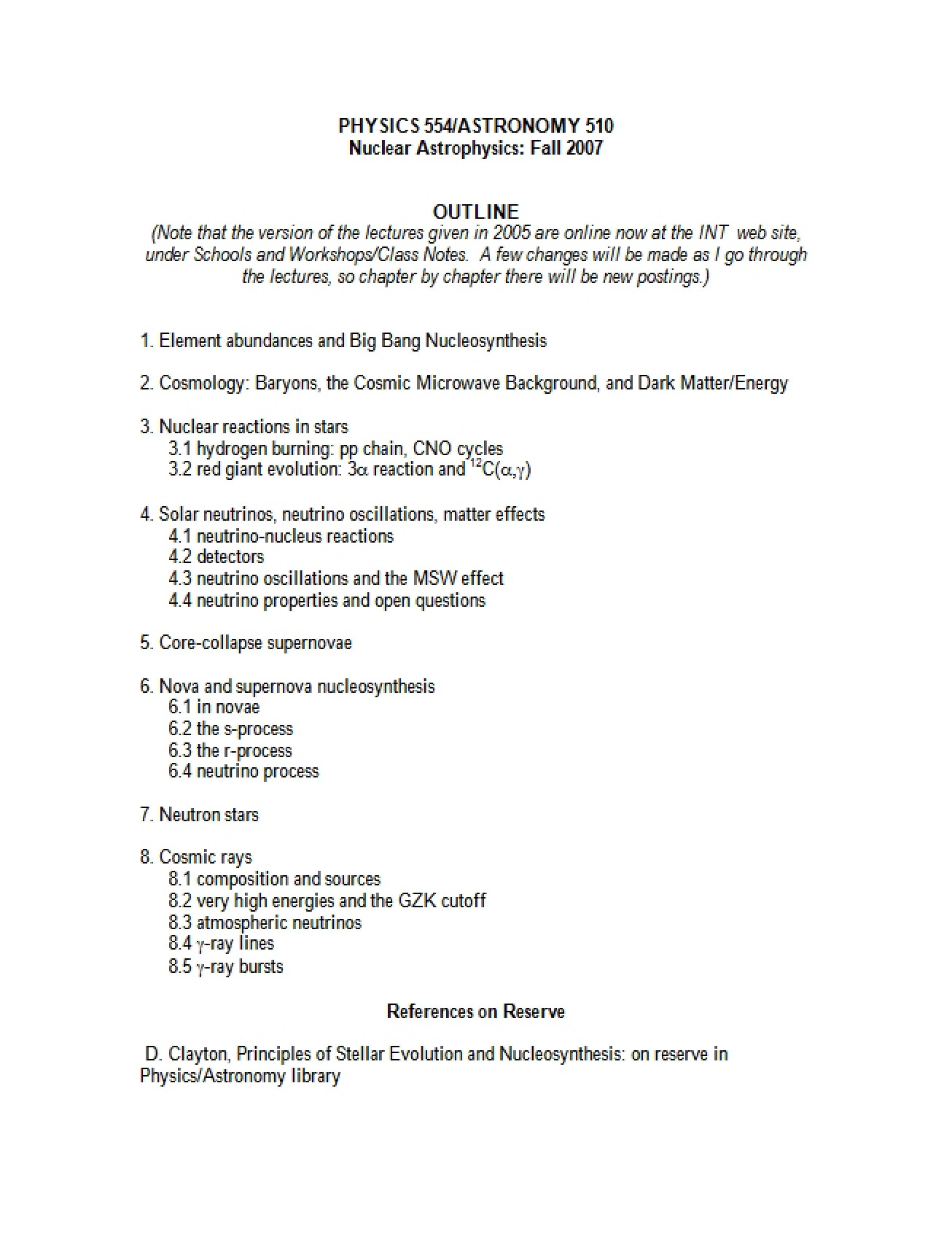 Class Syllabus
