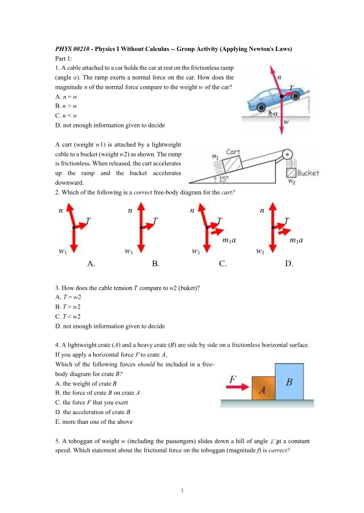 Comparing Normal Force and Weight Using Newton's Laws