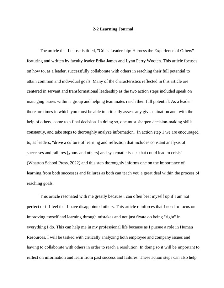 Learning Journal 2-2 for OL 328