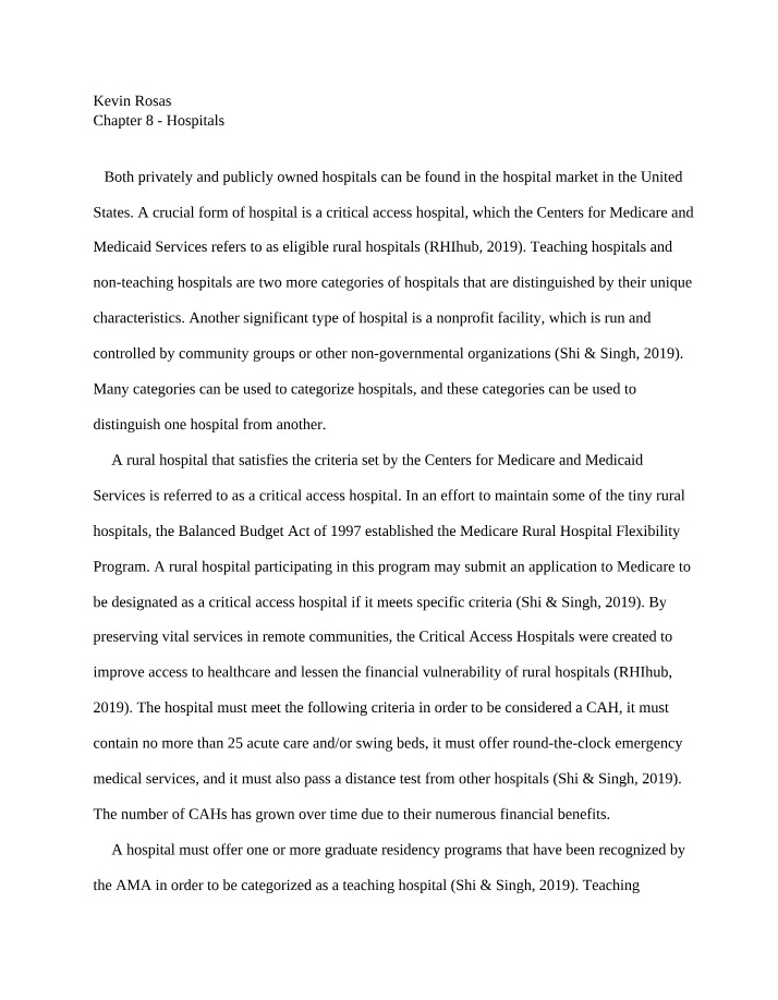 Hospitals - Chapter 8