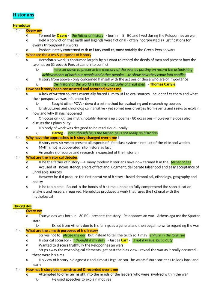 Notes on Historians