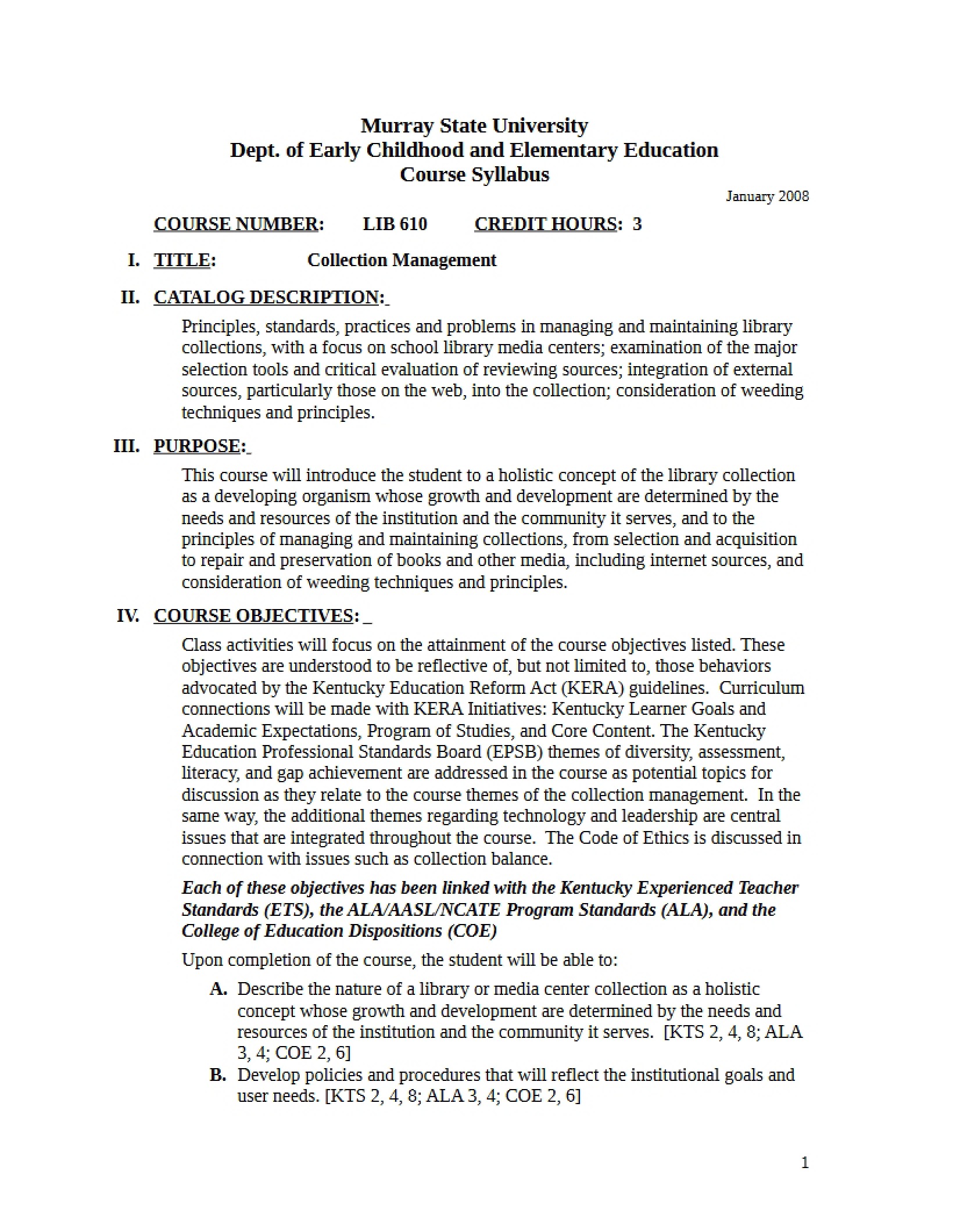 Syllabus - 4 Pages