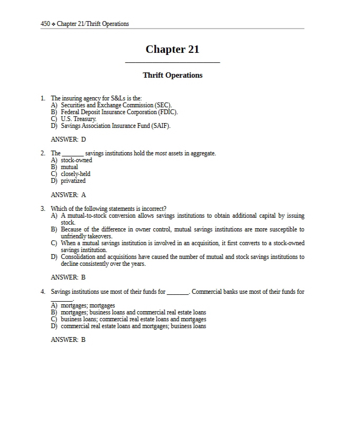 Study Guide for Finance Chapter 21