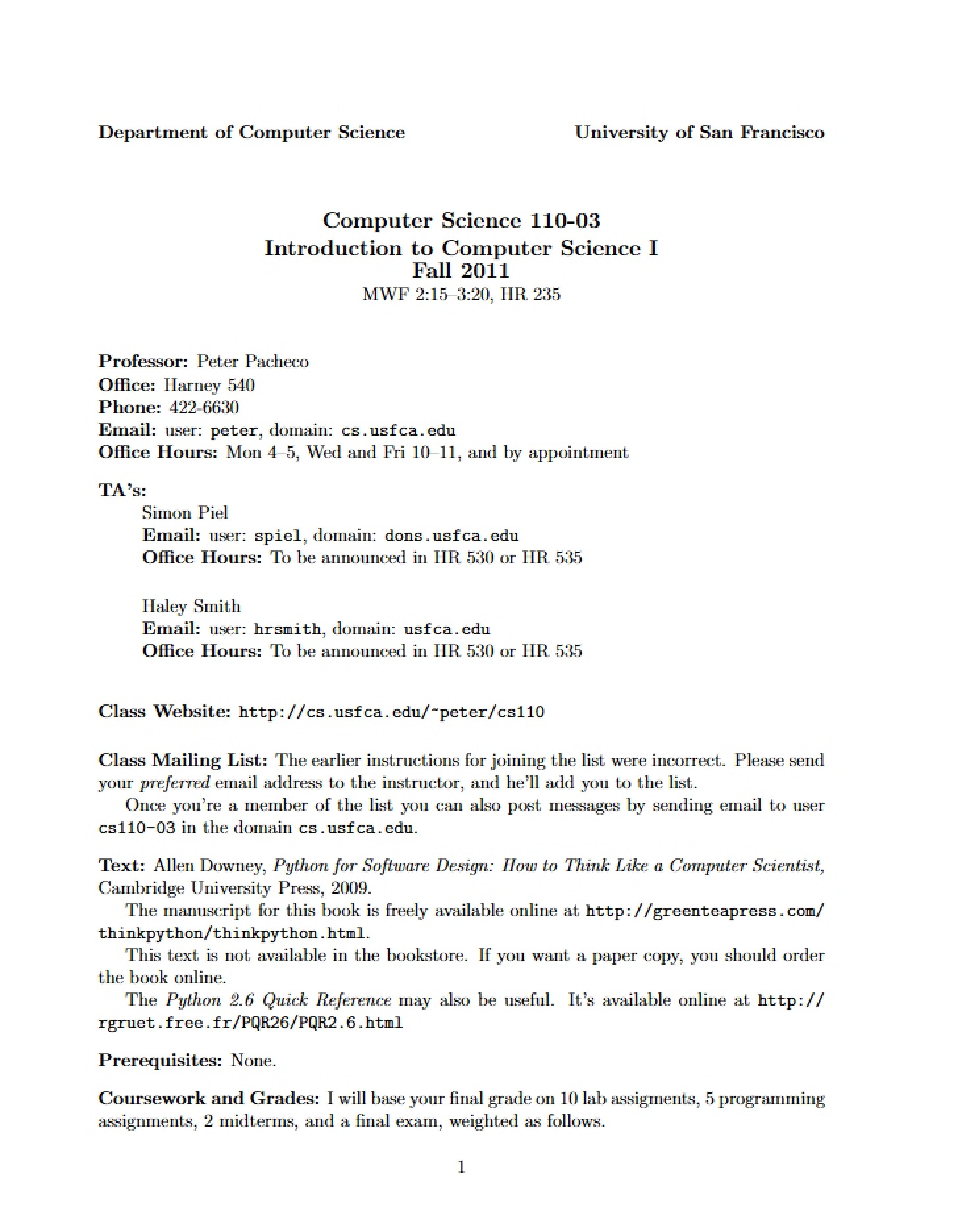 Course Syllabus