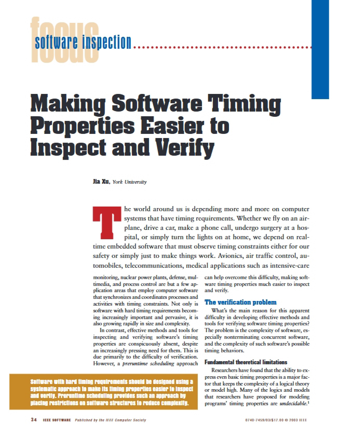 Inspecting and Verifying Software Timing Properties