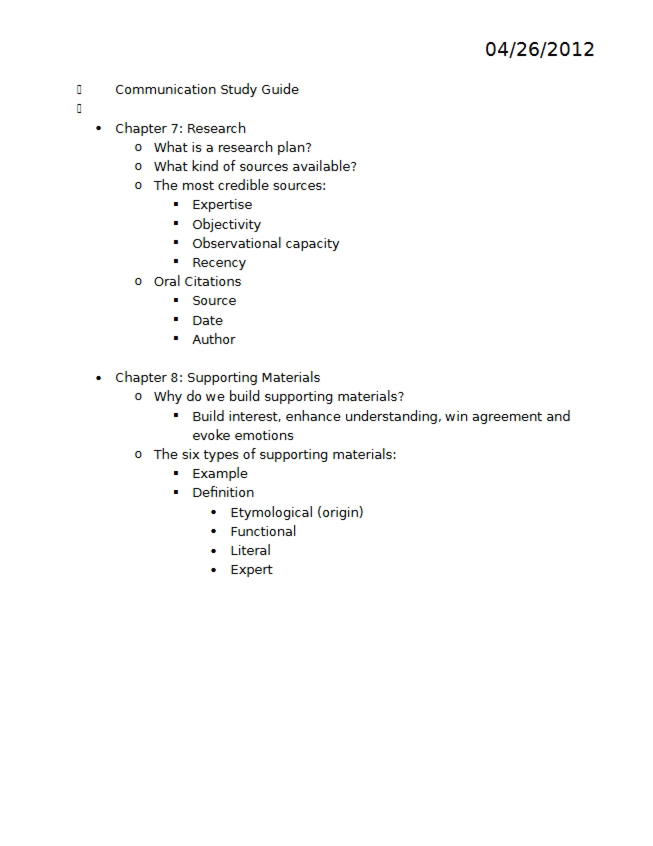 Guide for Communication Study
