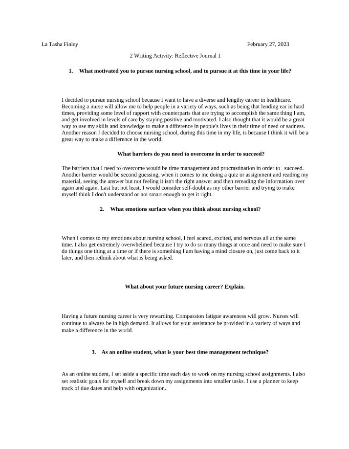 Reflective Journal 1 - Writing Activity 2
