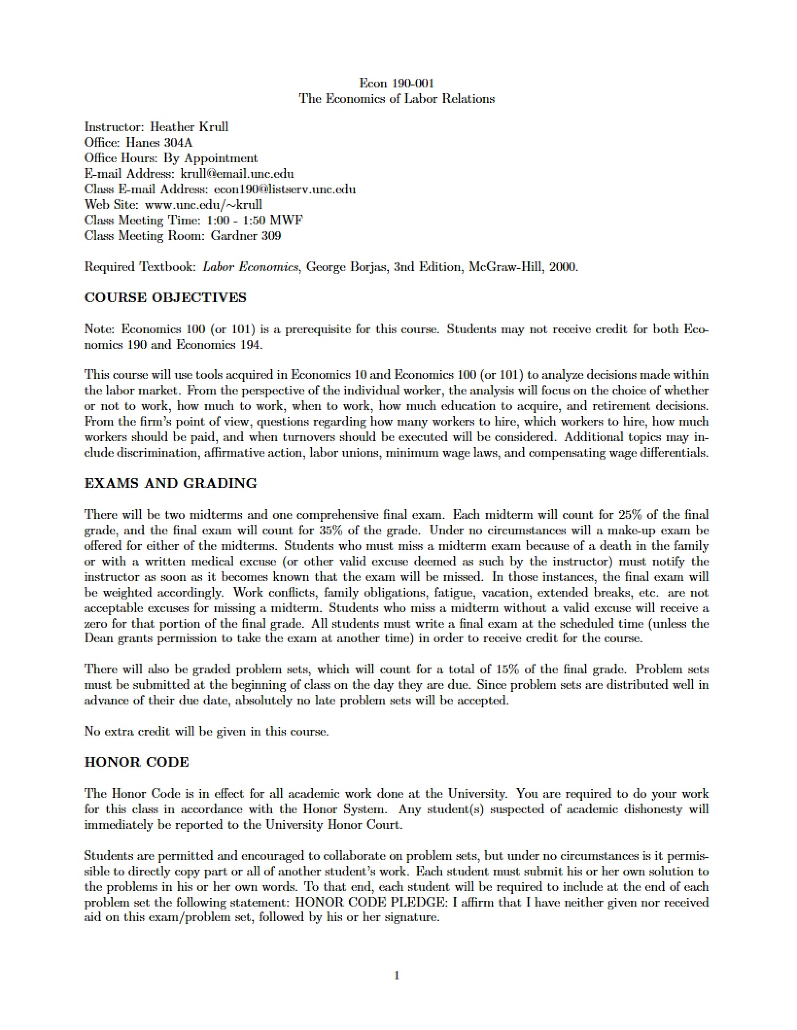 Syllabus for Labor Relations