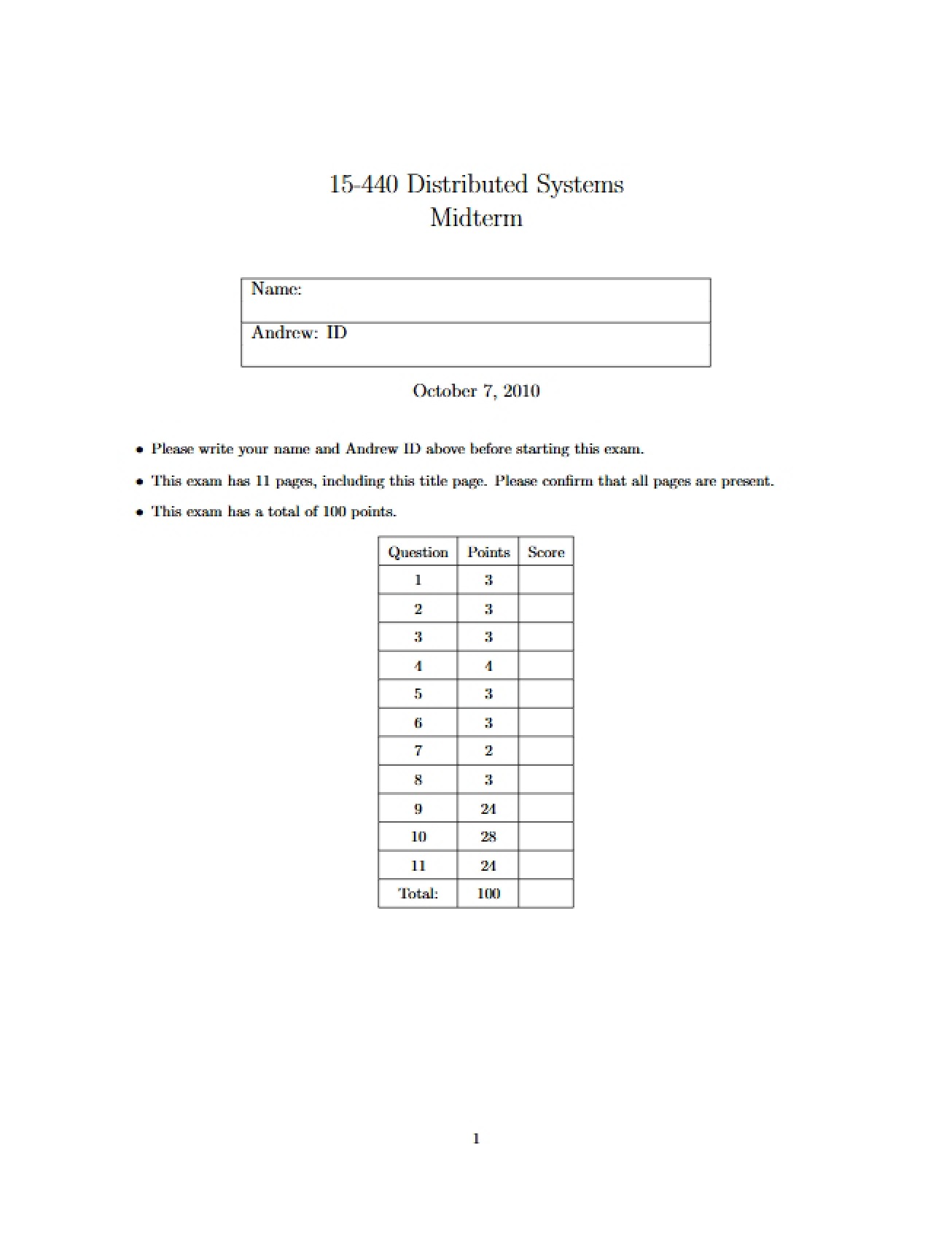 Distributed Systems Midterm