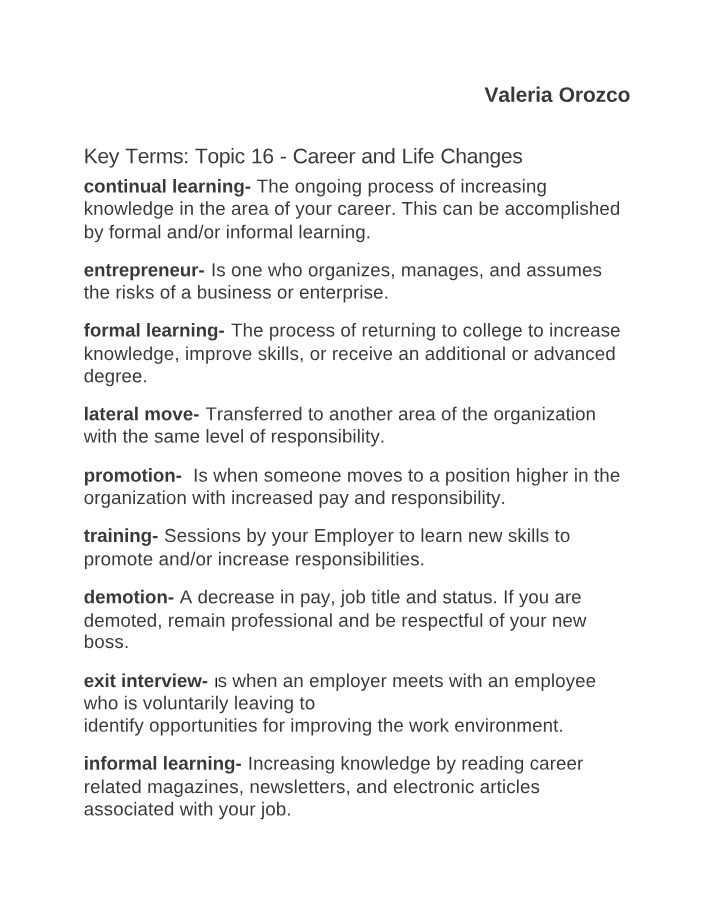 Semester 16 Key Terms