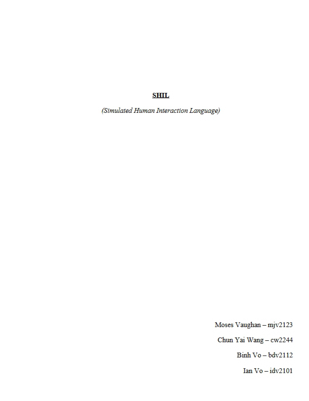 Simulated Human Interaction Language