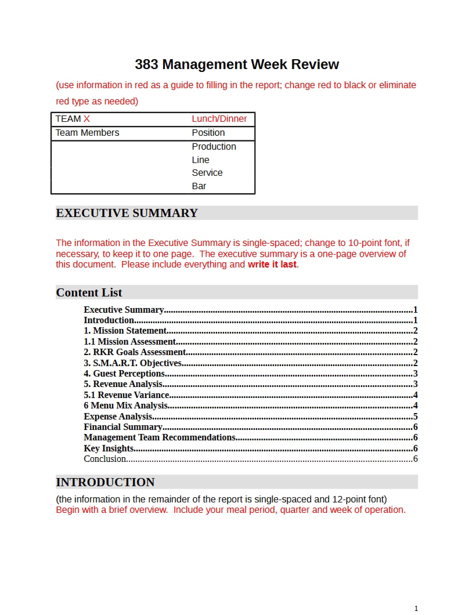 Week of Management Review
