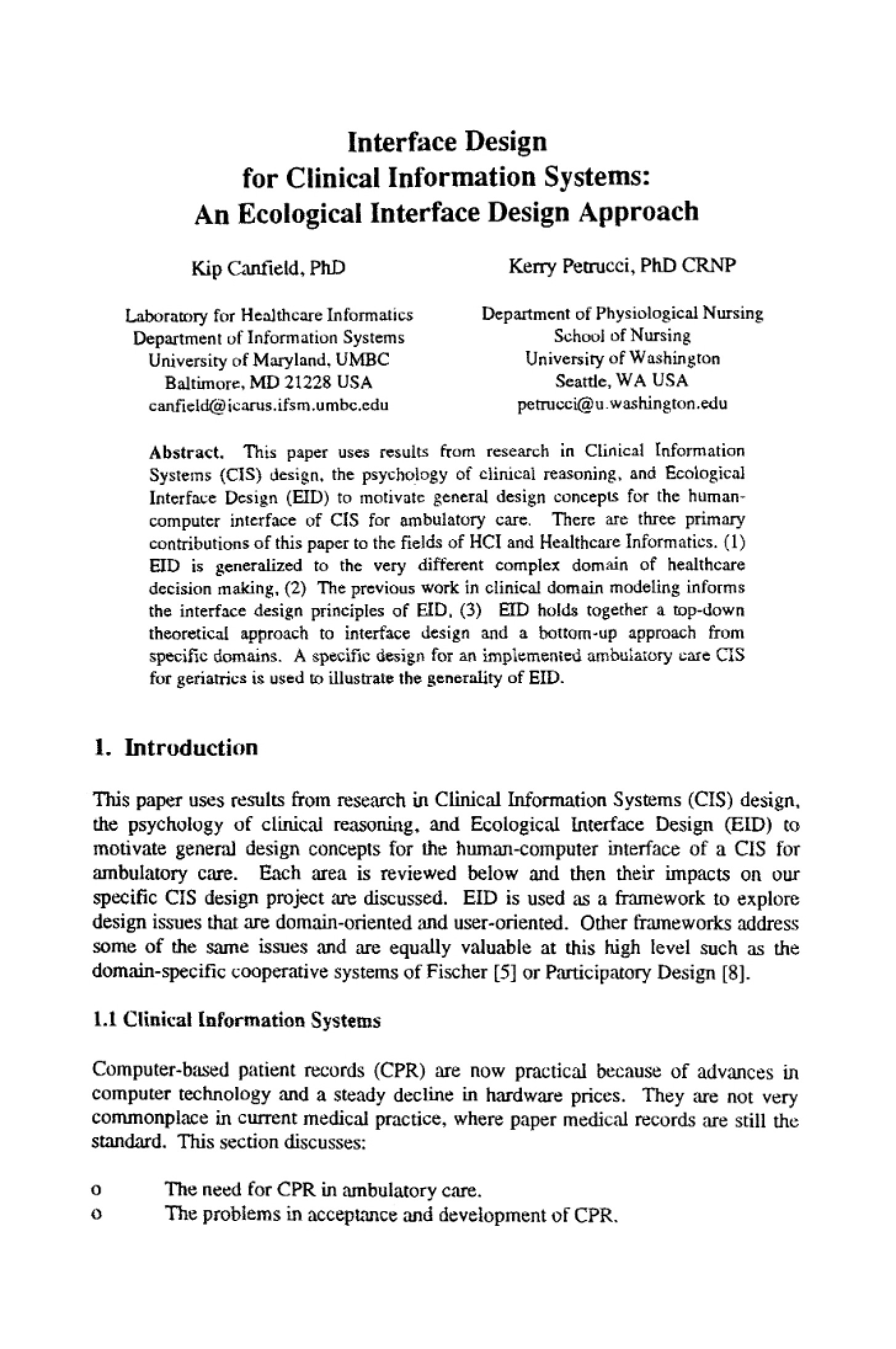 Clinical Info System Interface Design