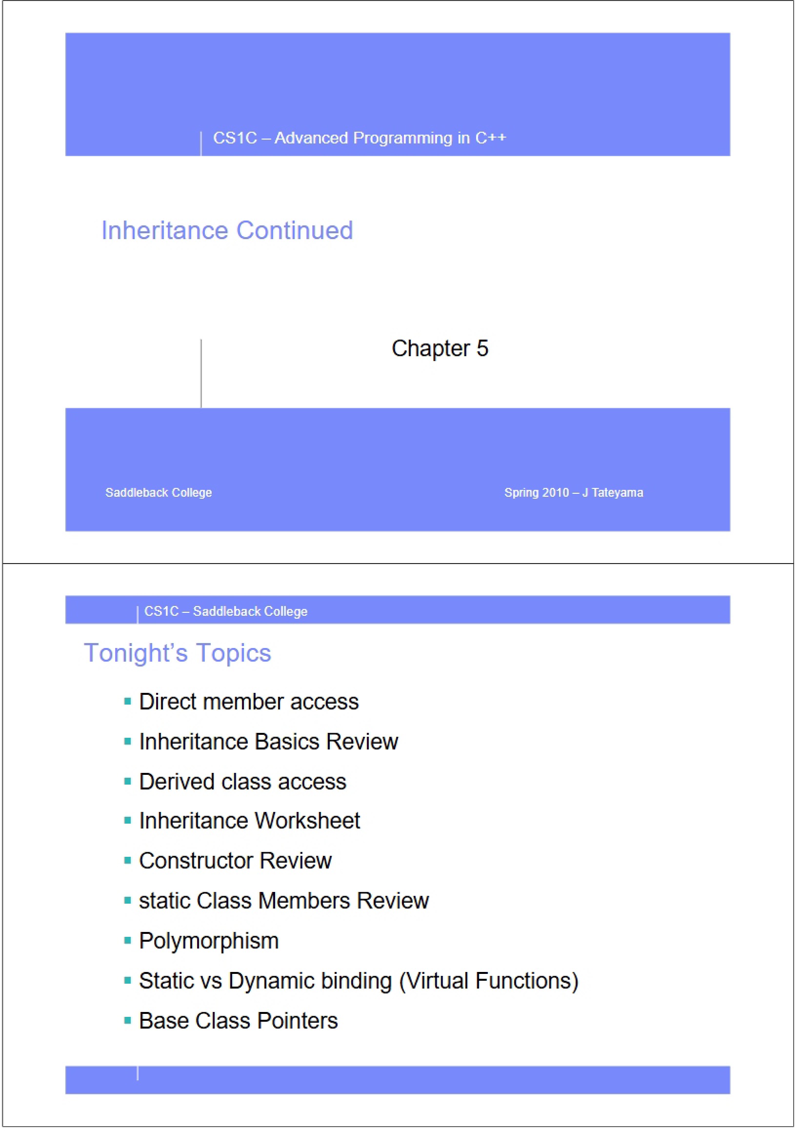 Part Two Inheritance