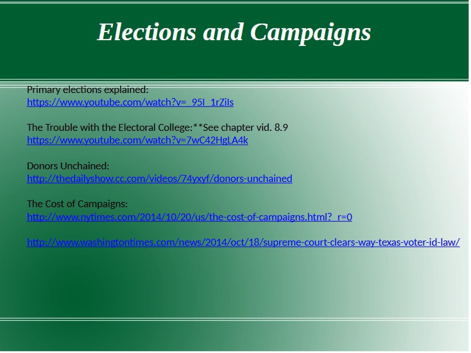 PowerPoint Elections Chapter