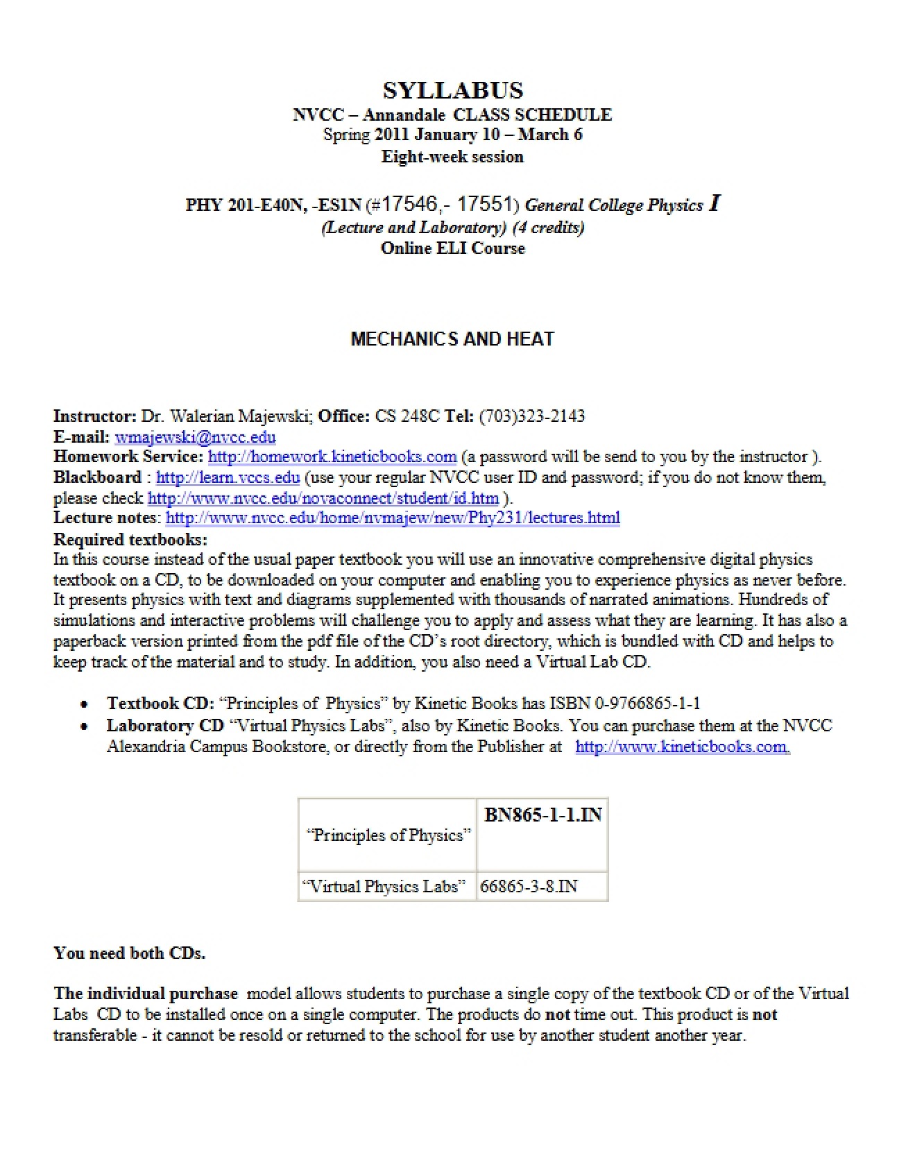 General College Physics Outline