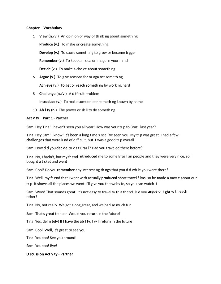 Student Packet for Chapter 3