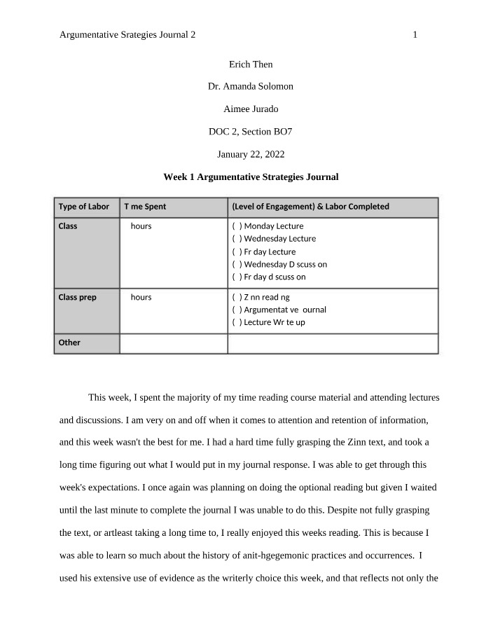 Journal 2 - Argumentative Strategies