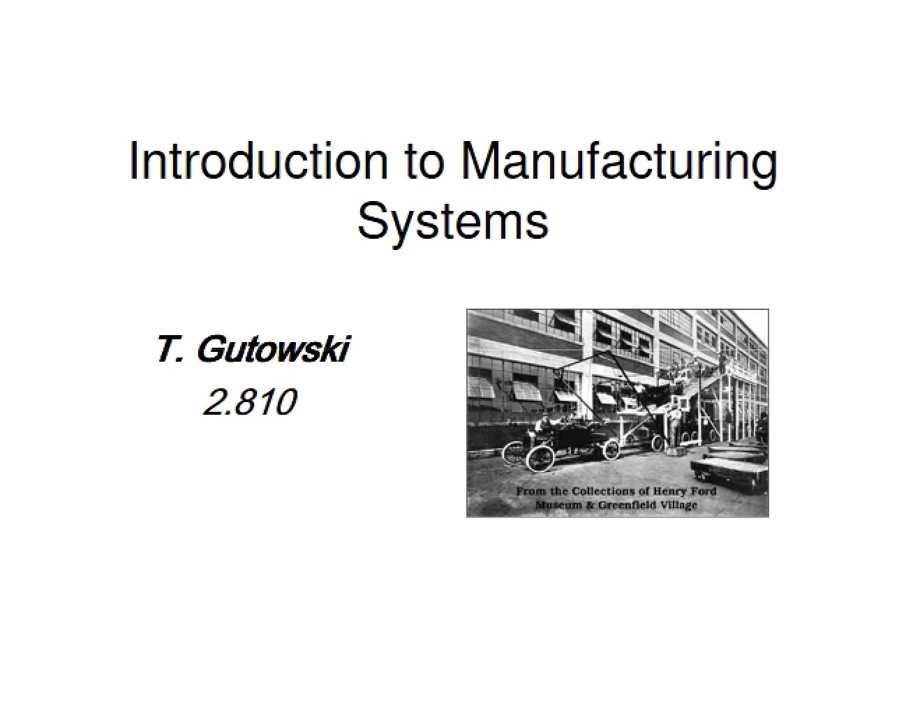 Manufacturing Systems: An Introduction