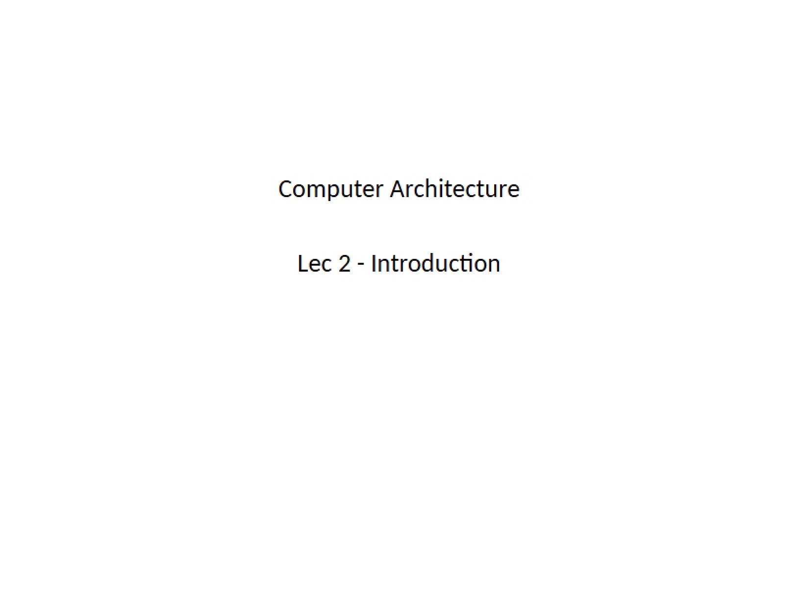Intro Lecture 2