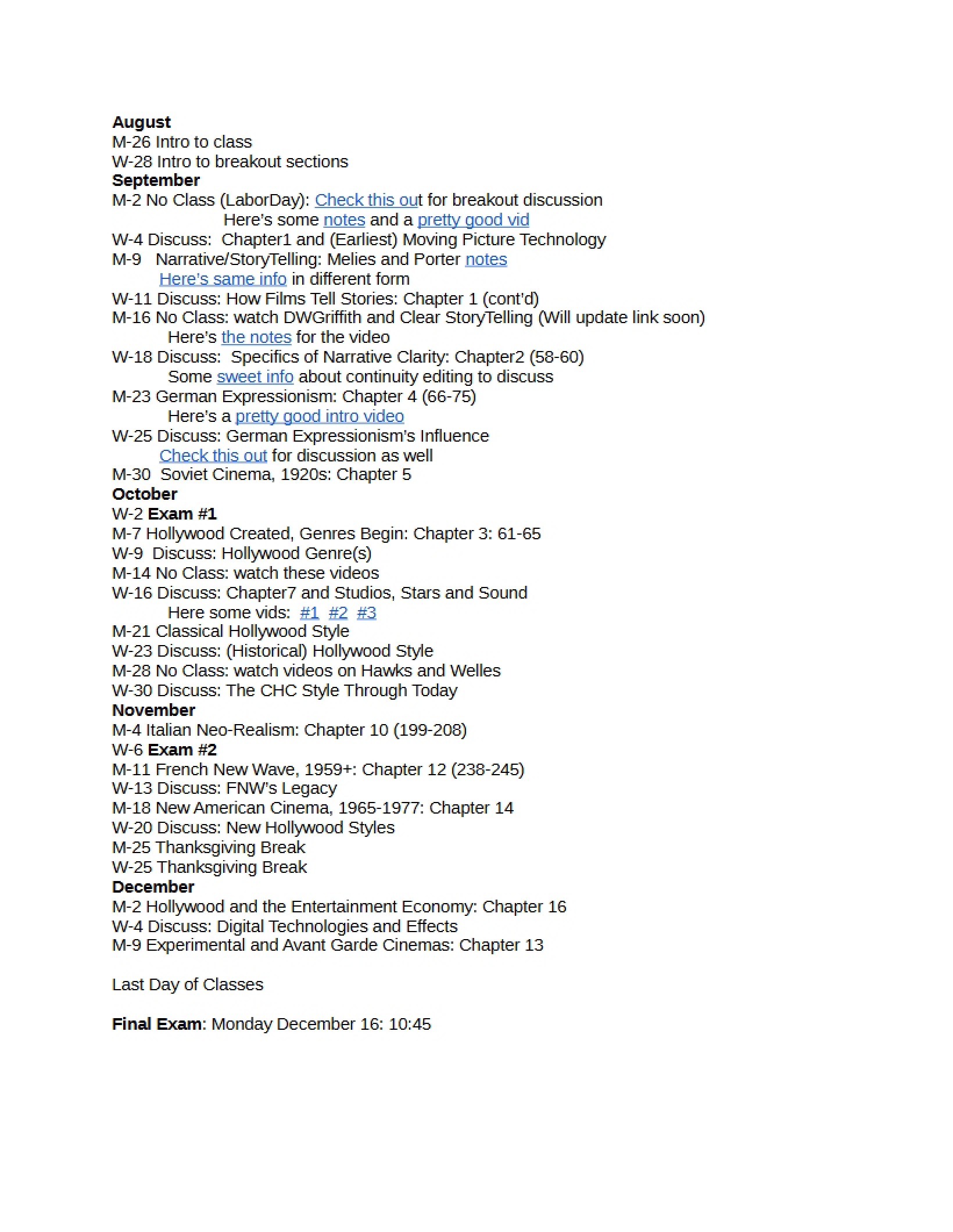 Notes on History of Motion Pictures
