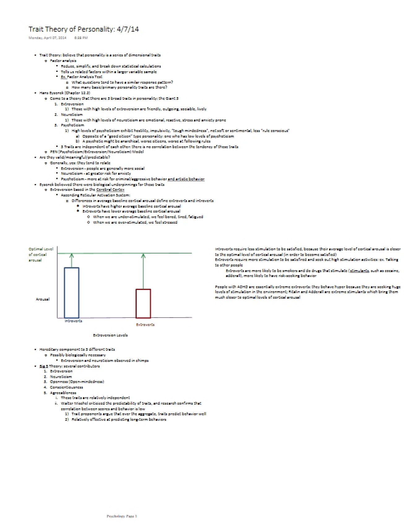 Character Assessment via Trait Theory