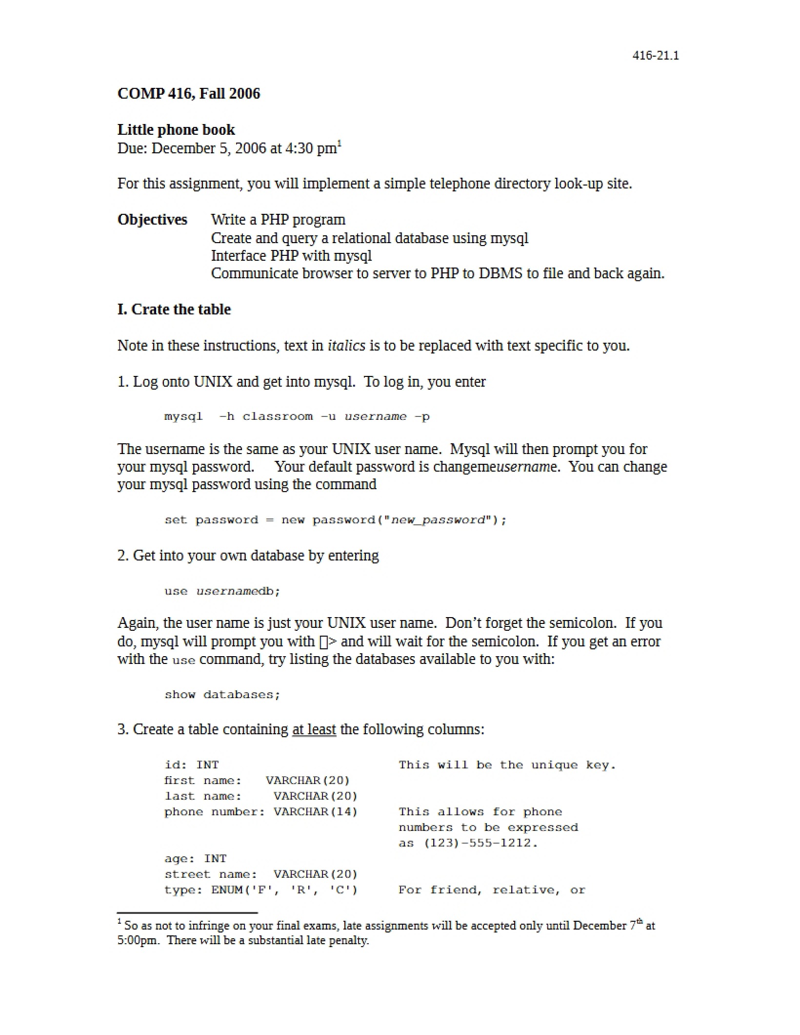 WWW Programming Assignment