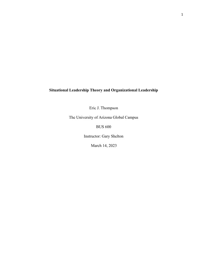 Situational Leadership Theory in Organizational Leadership