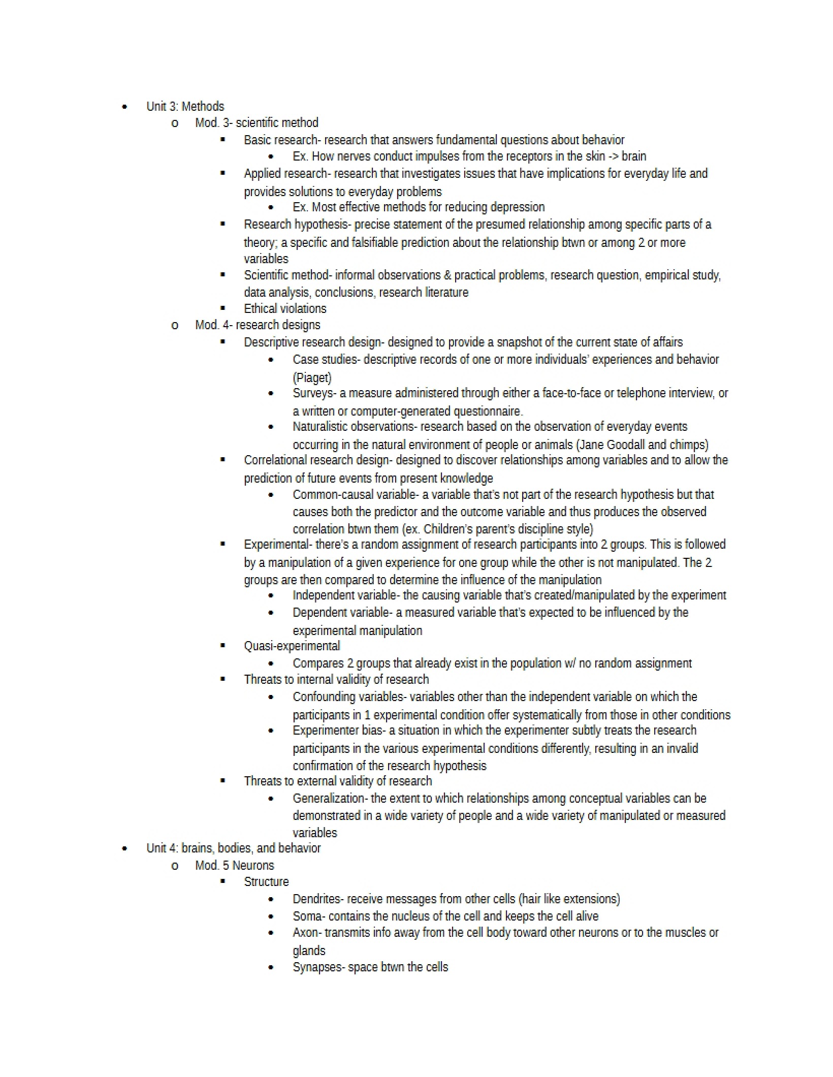 Study Guide for Final