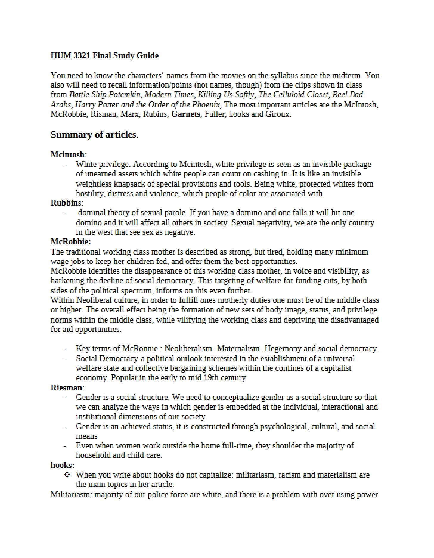Academic Roadmap for the Last Test