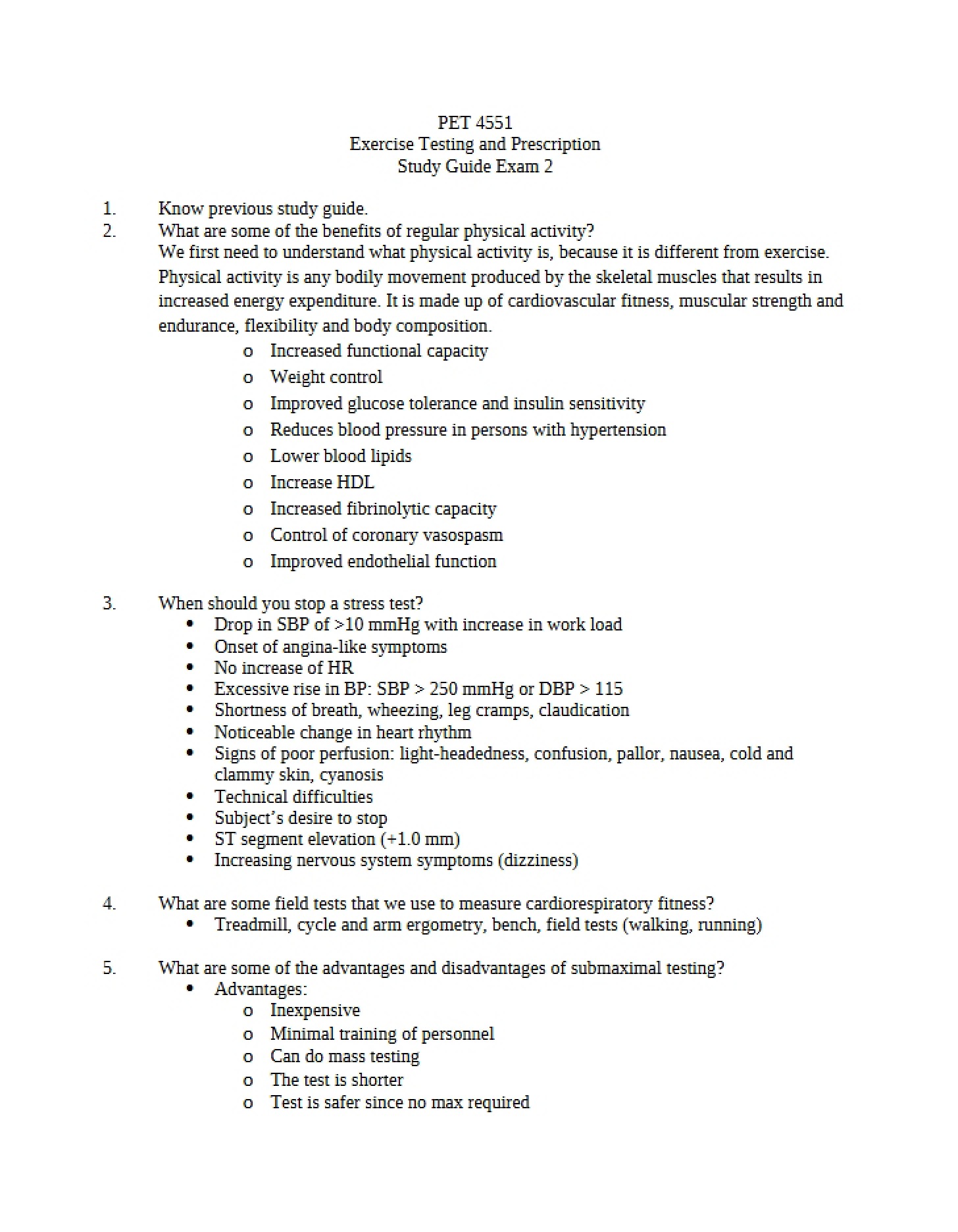 Second Exam Study Guide
