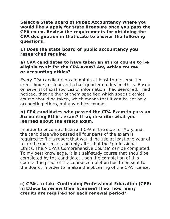 Selecting a State Board of Public Accountancy