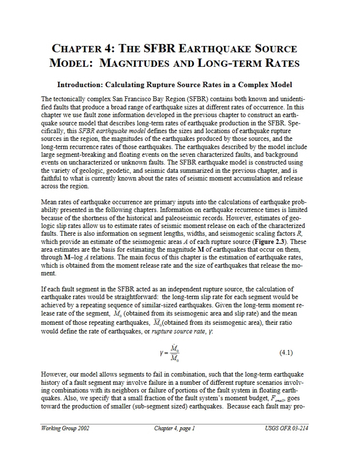 Long-Term Rates and Magnitudes SFBR Source Model