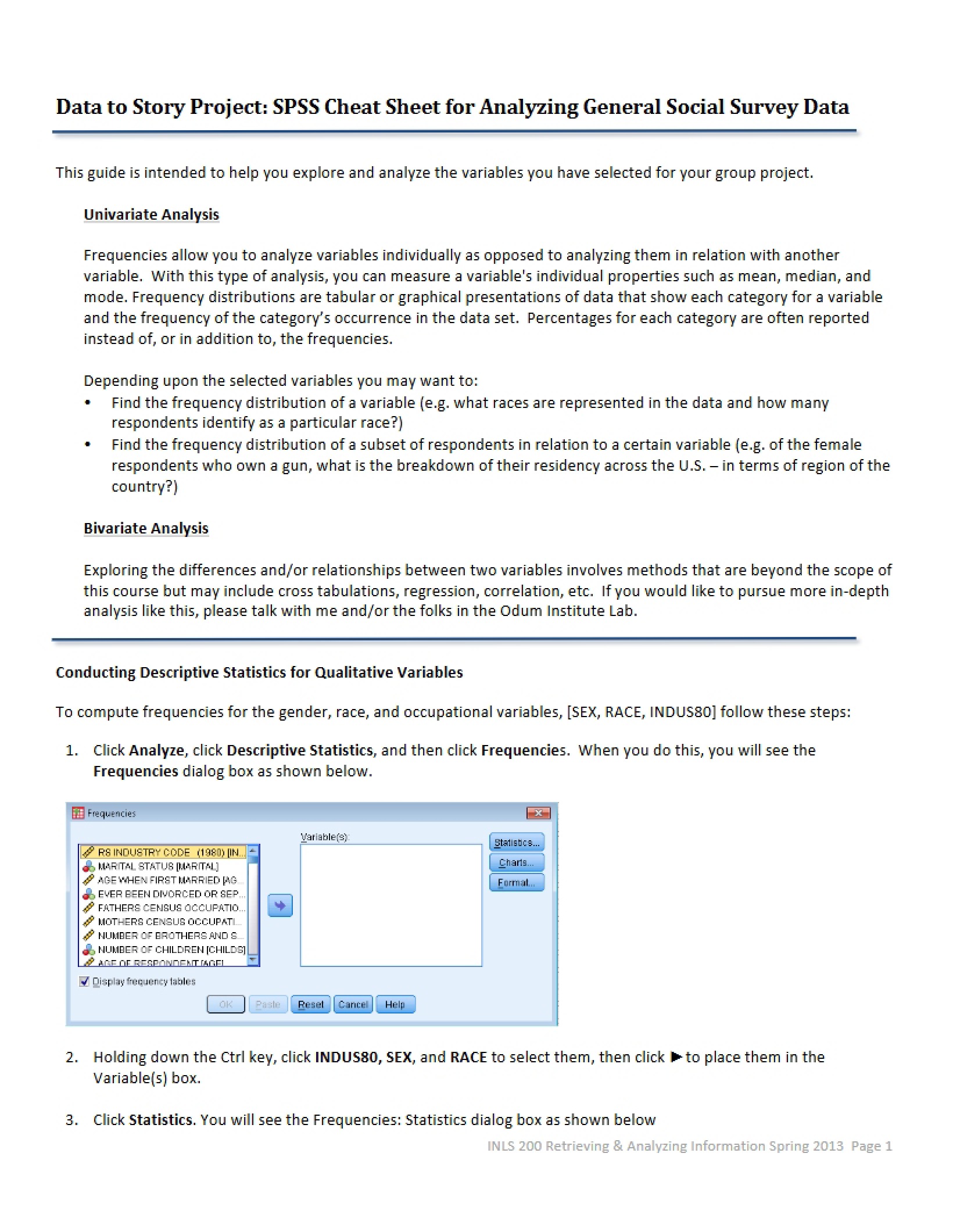 SPSS Reference General Social Survey Data