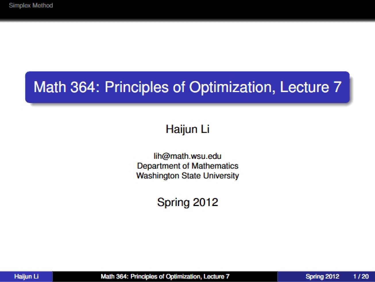 Notes from the Lecture - MATH 364