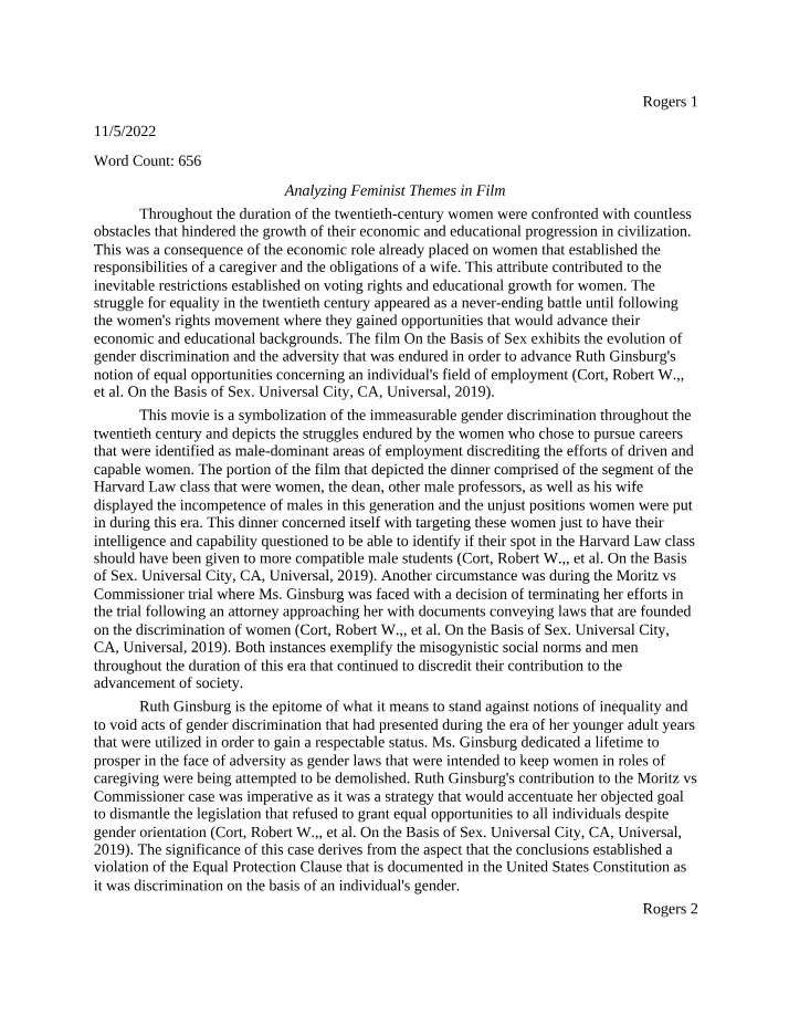 Analyzing Themes of Feminism in Film