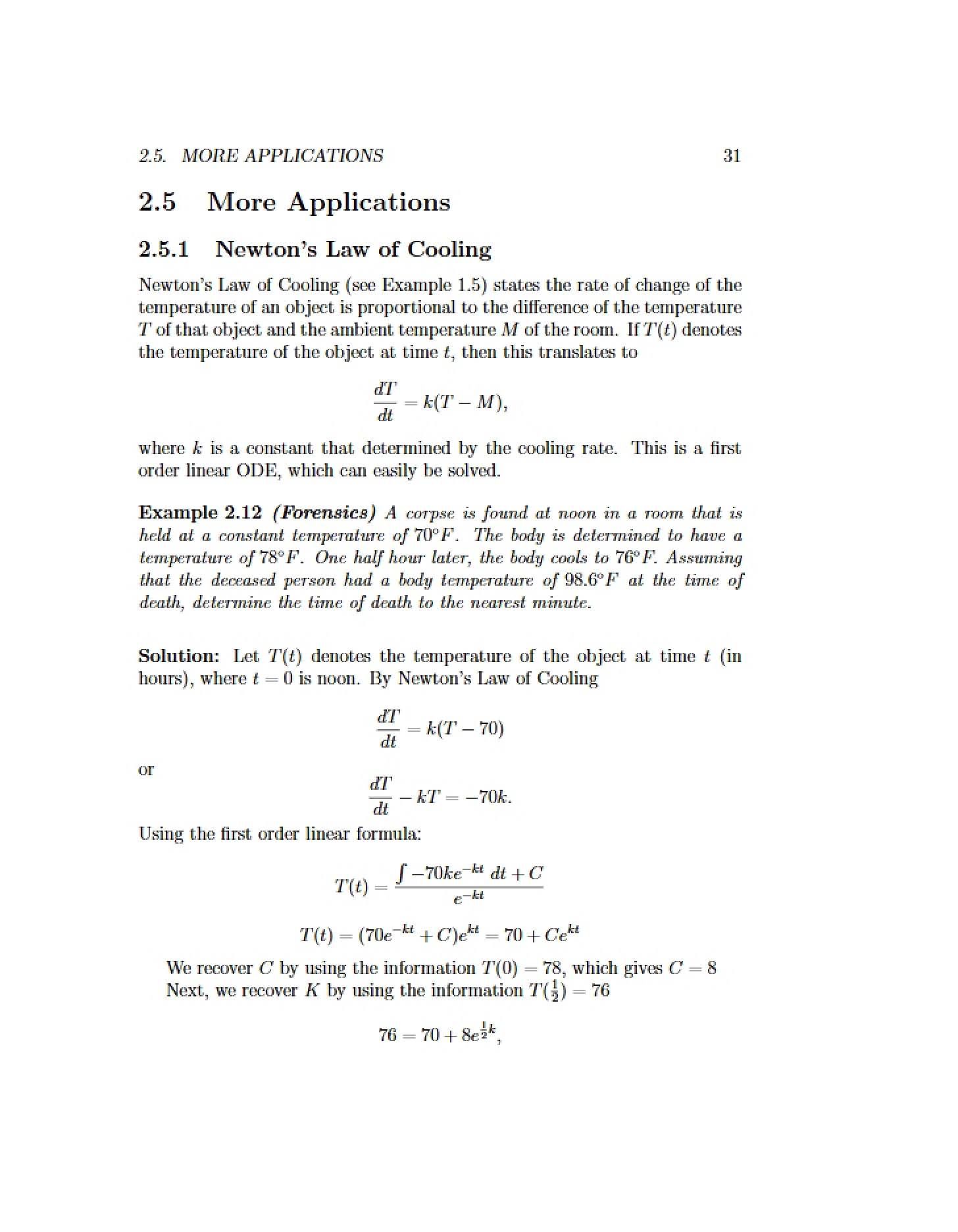 Cooling Law of Newton
